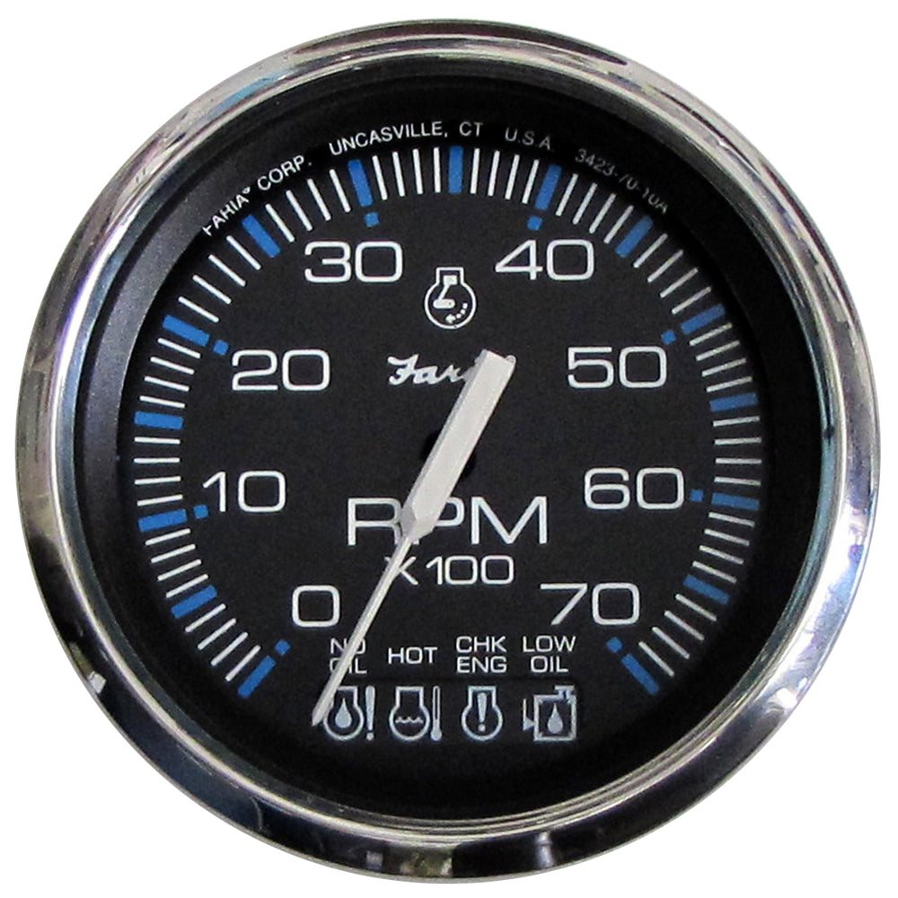 Faria Chesapeake Black SS 4&quot; Tachometer w/Systemcheck Indicator - 7000 RPM (Gas) f/ Johnson / Evinrude Outboard) [33750]