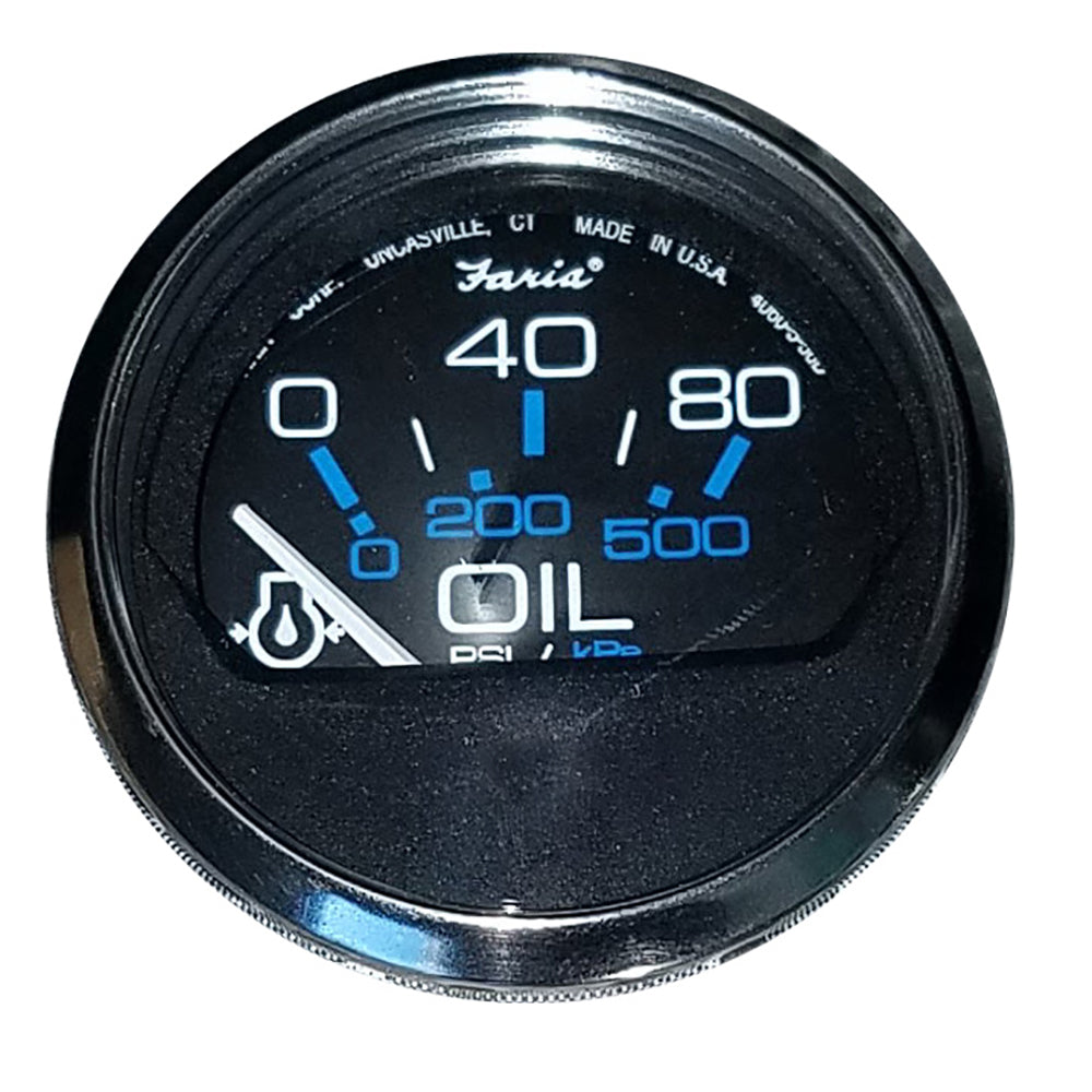 Faria Chesapeake Black 2&quot; Oil Pressure Gauge (80 PSI) [13702]