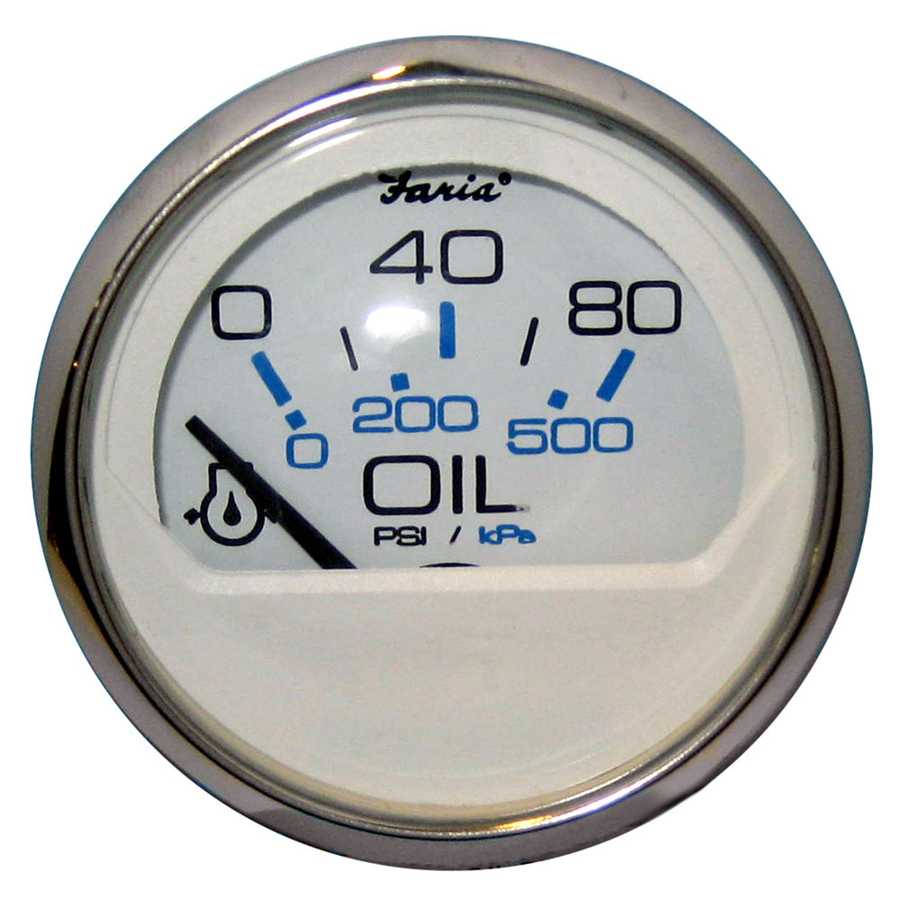 Faria Chesapeake White SS 2&quot; Oil Pressure Gauge (80 PSI) [13802]