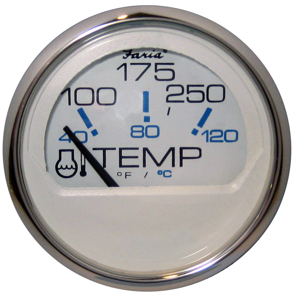 Faria Chesapeake White SS 2&quot; Water Temperature Gauge (100-250 DegreeF) [13804]