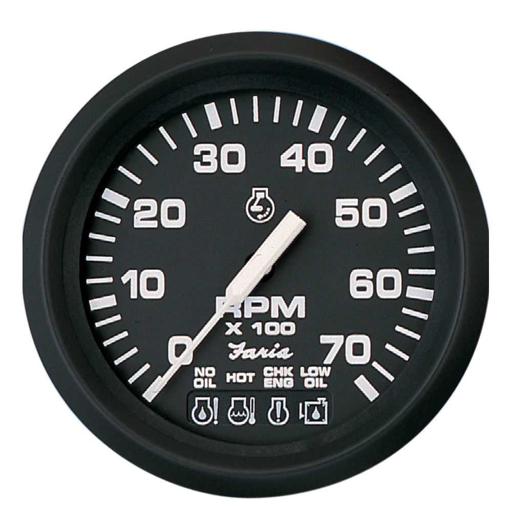 Faria Euro Black 4&quot; Tachometer w/Systemcheck 7000 RPM (Gas) f/ Johnson / Evinrude Outboard) [32850]