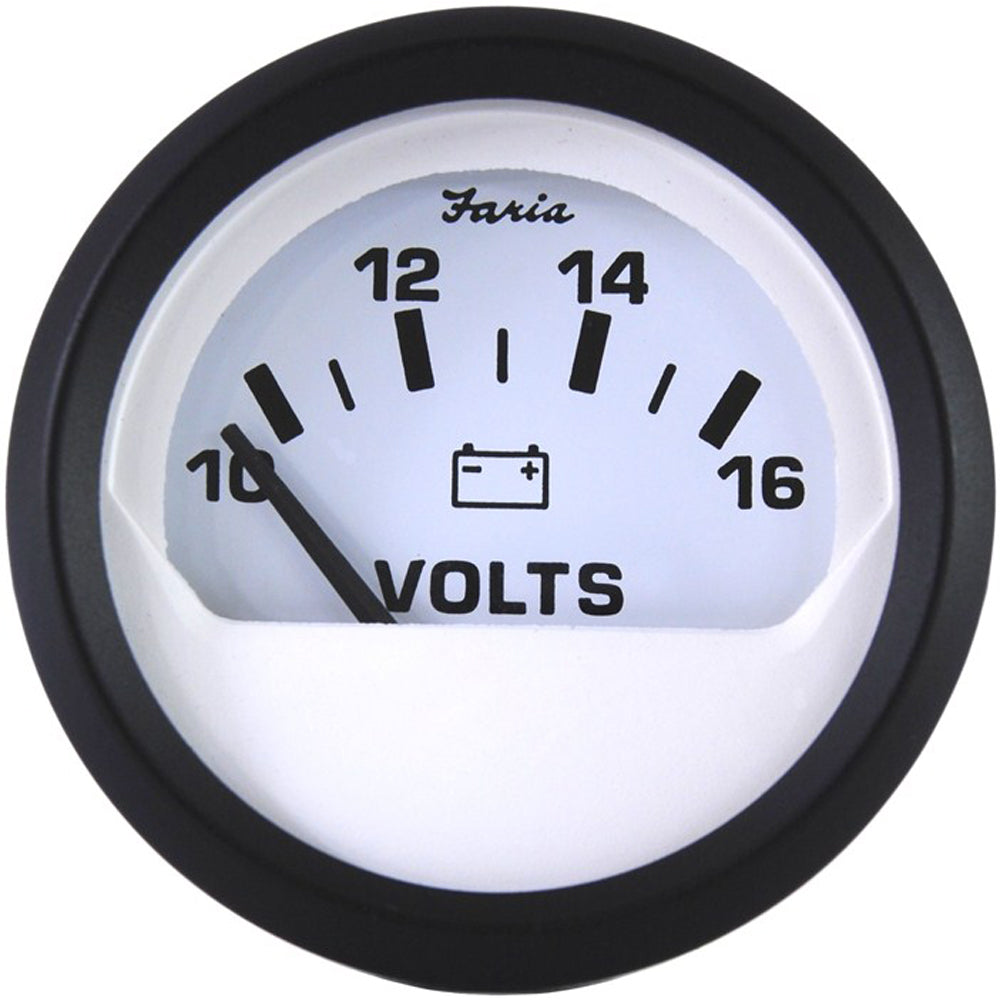 Faria Euro White 2&quot; Voltmeter (10-16 VDC) [12911]