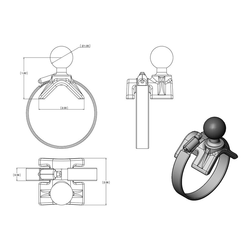 RAM Mount Strap Mount w/Long Arm &amp; Diamond Base [RAM-B-108-C-238]