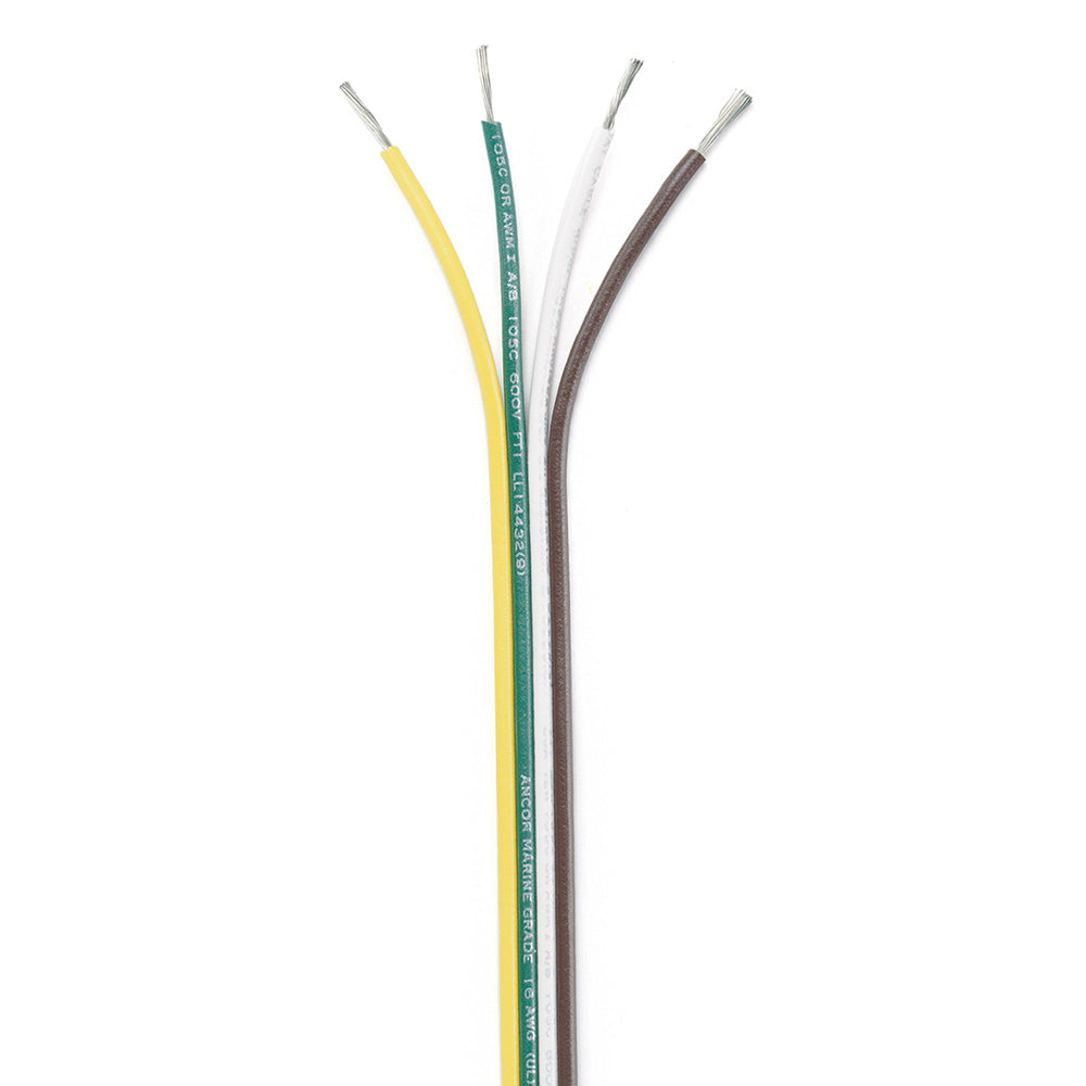 Ancor Ribbon Bonded Cable - 16/4 AWG - Brown/Green/White/Yellow - Flat - 100&#39; [154510]