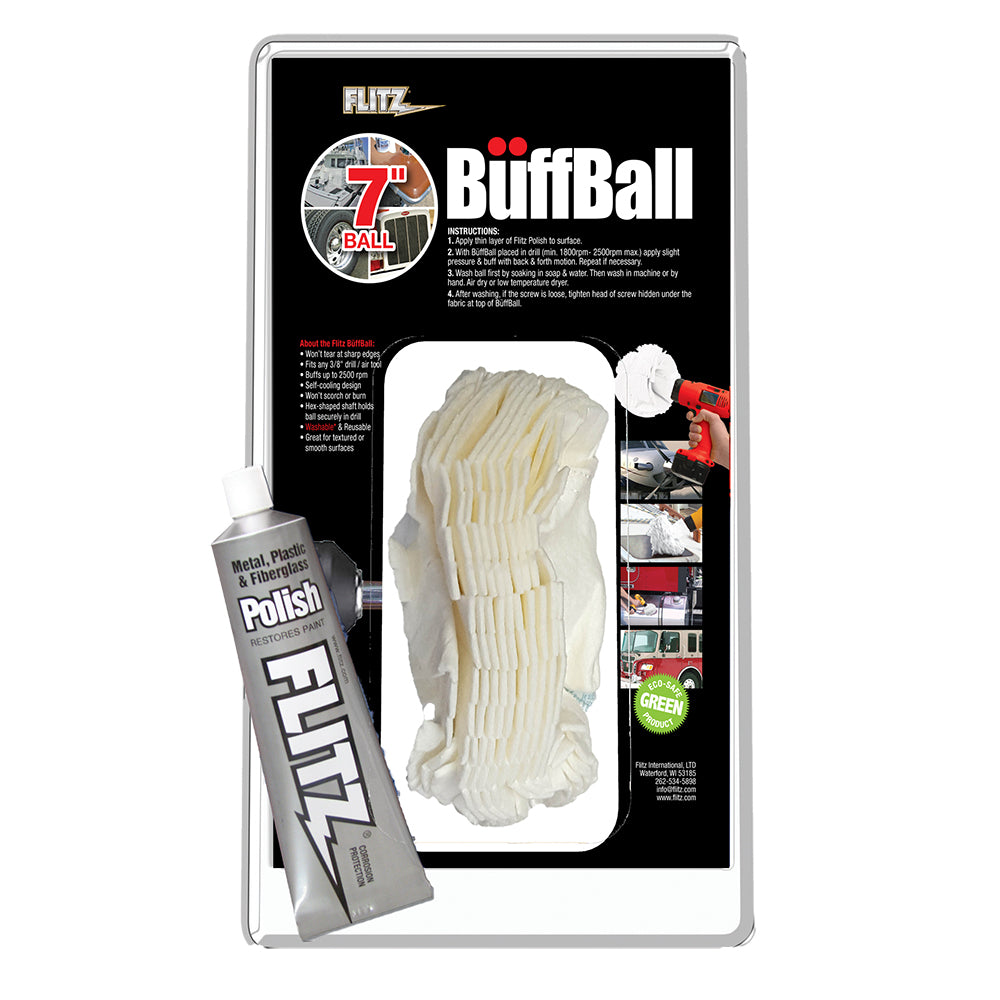 Flitz Buff Ball - Extra Large 7&quot; - White w/1.76oz Tube Flitz Polish [WB 201-50]