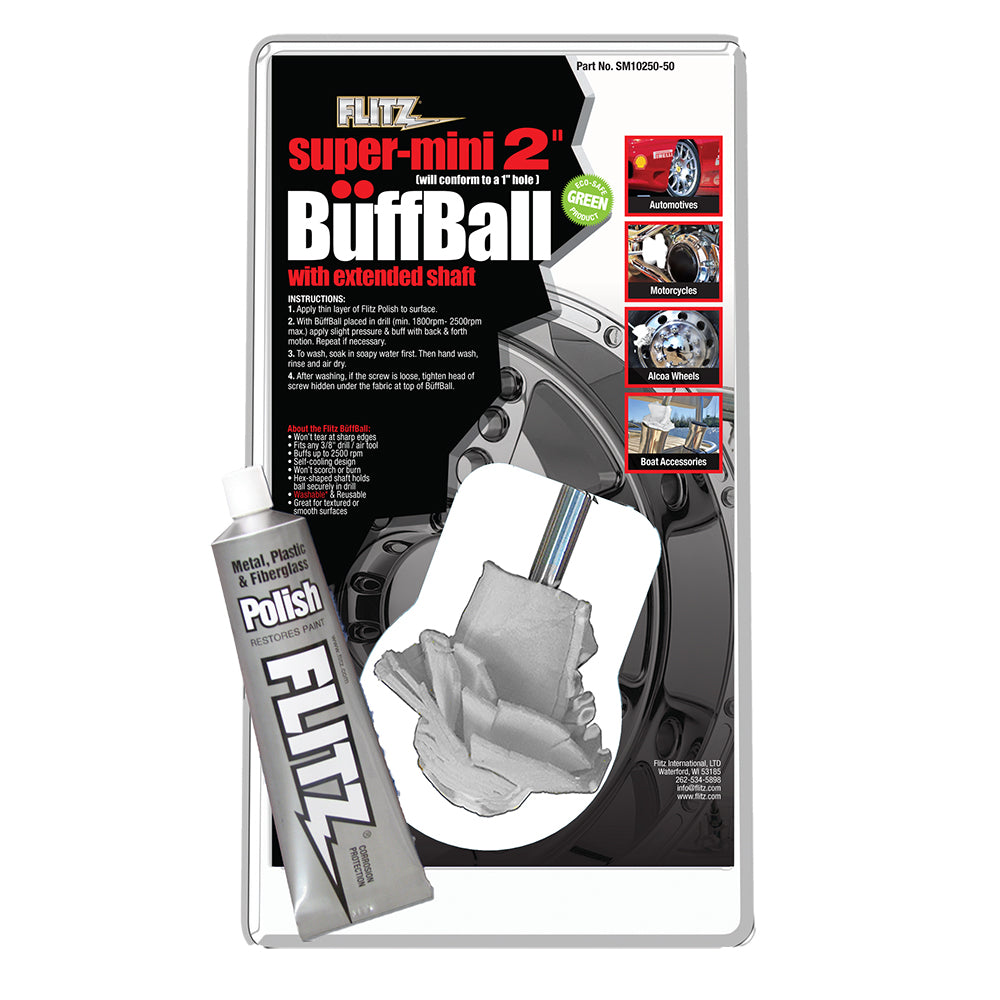 Flitz Buff Ball - Super Mini 2&quot; - White w/1.76oz Tube Flitz Polish [SM 10250-50]