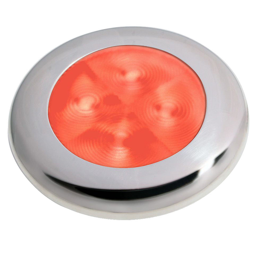 Hella Marine Slim Line LED &#39;Enhanced Brightness&#39; Round Courtesy Lamp - Red LED - Stainless Steel Bezel - 12V [980507221]