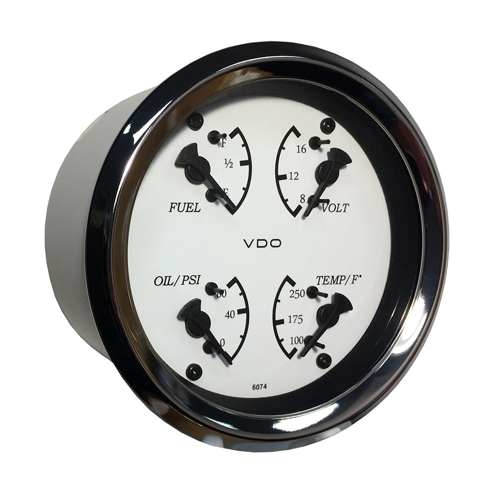 VDO Cockpit Marine 85mm (3-3/8&quot;) 4 in 1 Gauge - White Dial/Bezel [110-15800]