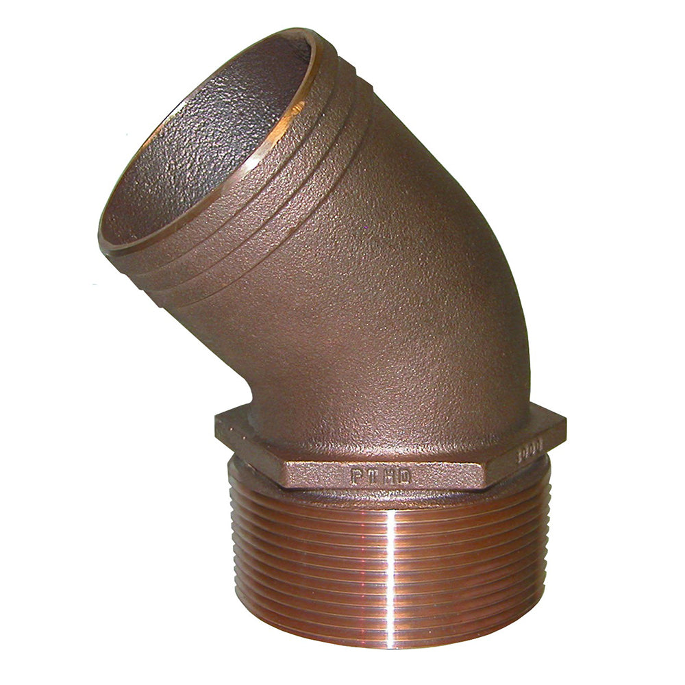 GROCO 1-1/4&quot; NPT Bronze 45 Degree Pipe to 1-1/4&quot; Hose [PTHD-1250]