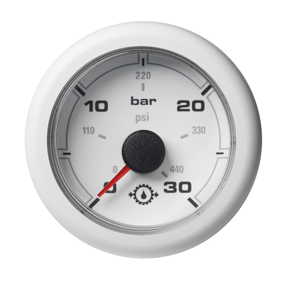 Veratron 52MM (2-1/16&quot;) OceanLink Transmission Oil Pressure Gauge - 30 Bar/440 PSI - White Dial  Bezel [A2C1066050001]