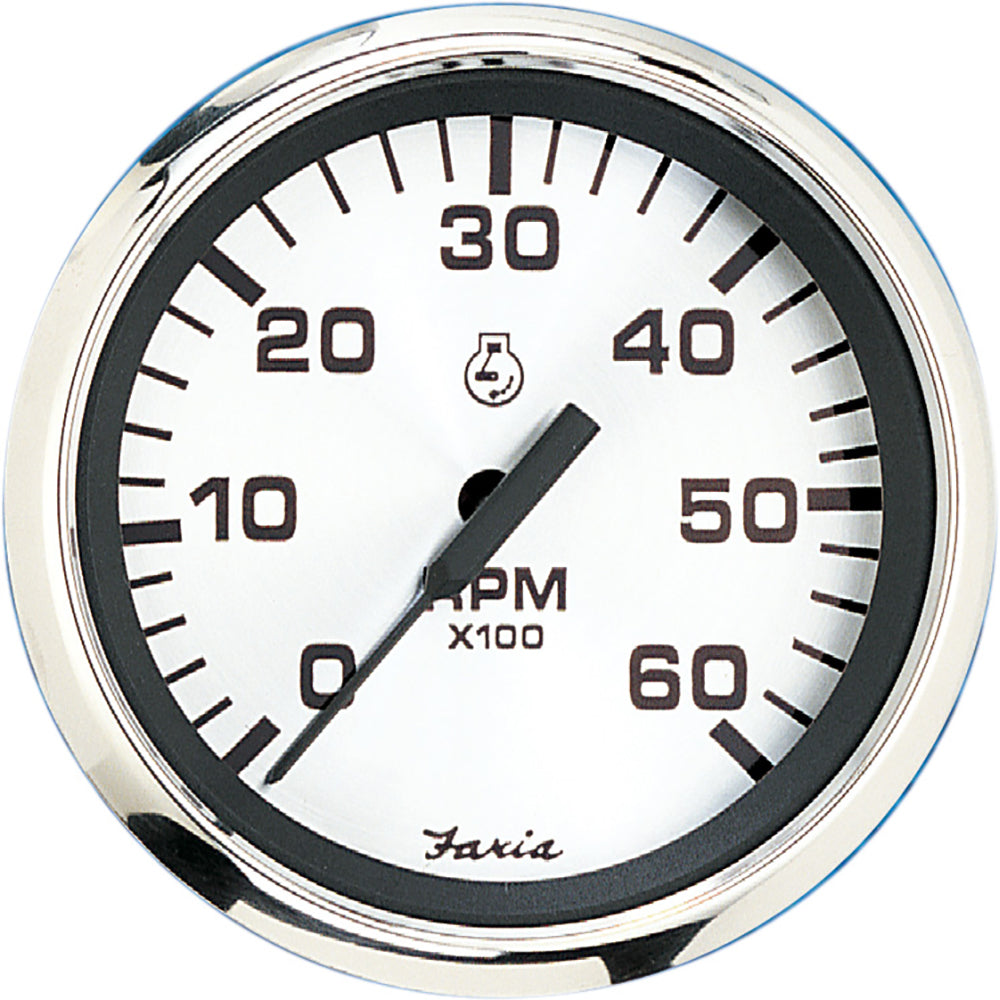 Faria Spun Silver 4&quot; Tachometer (6000 RPM) (Gas Inboard  I/O) [36004]