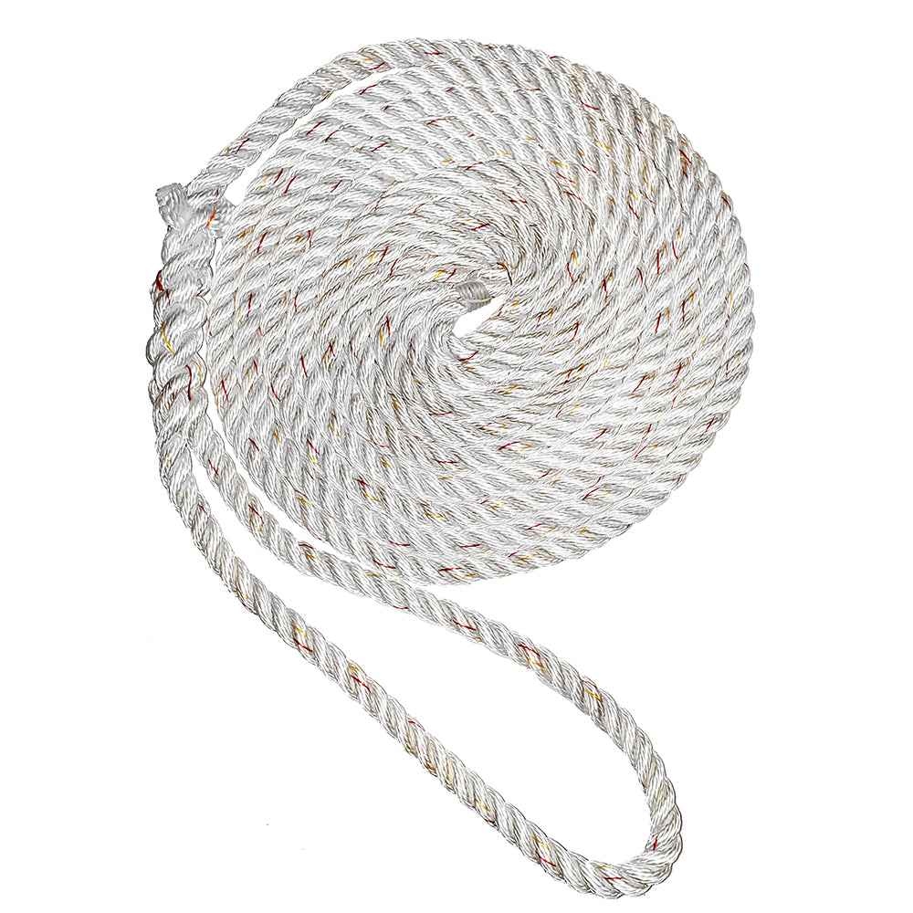 New England Ropes 5/8&quot; Premium 3-Strand Dock Line - White w/Tracer - 15 [C6050-20-00015]