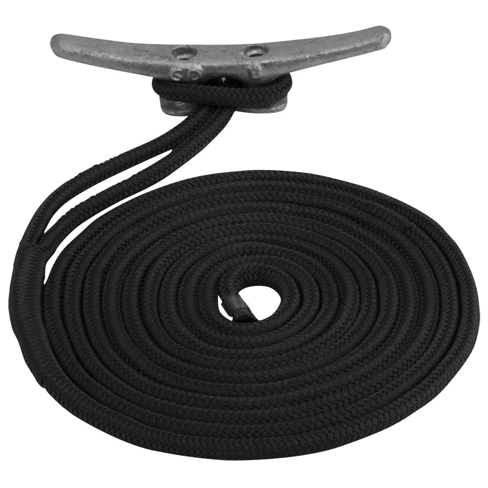 Sea-Dog Double Braided Nylon Dock Line - 3/8&quot; x 15 - Black [302110015BK-1]