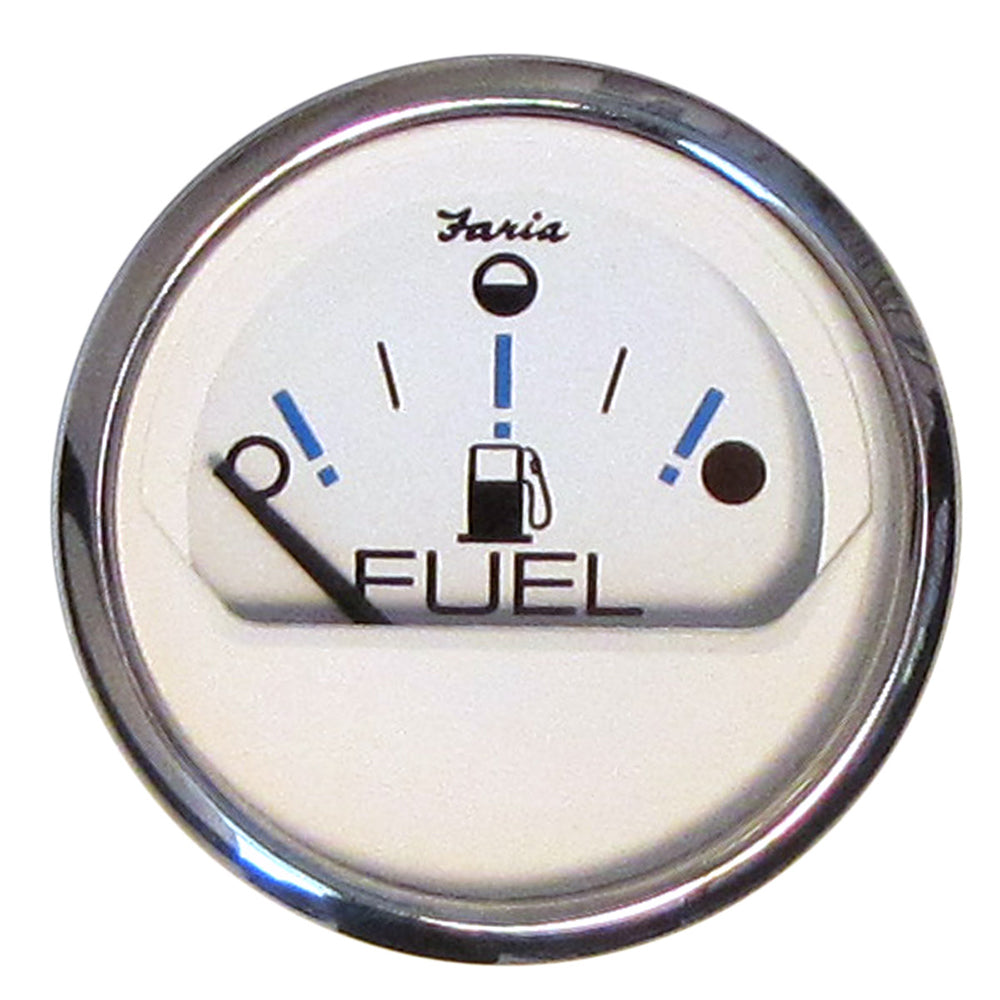 Faria Chesapeake White SS 2&quot; Fuel Level Gauge - Metric (E-1/2-F) [13818]