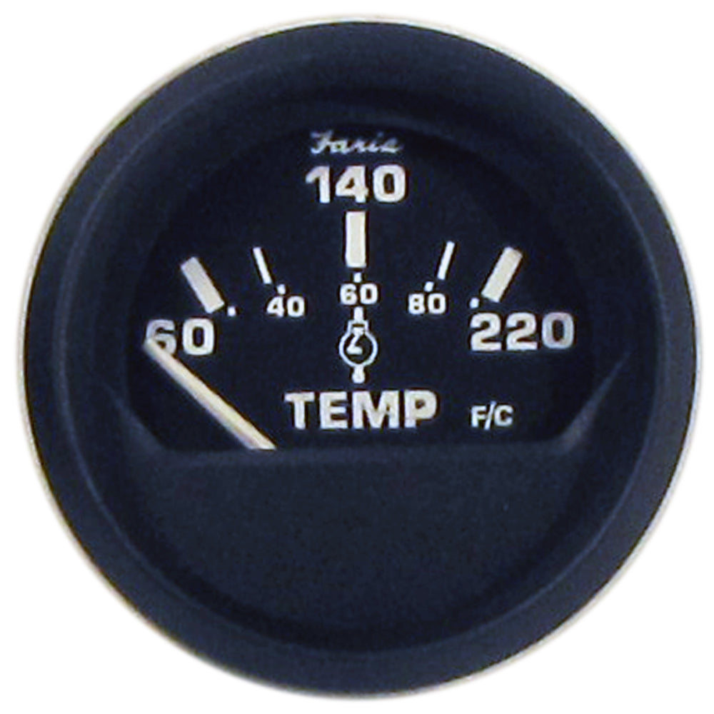 Faria Euro Black 2&quot; Cylinder Head Temperature Gauge (60 to 220 F) with Sender [12819]