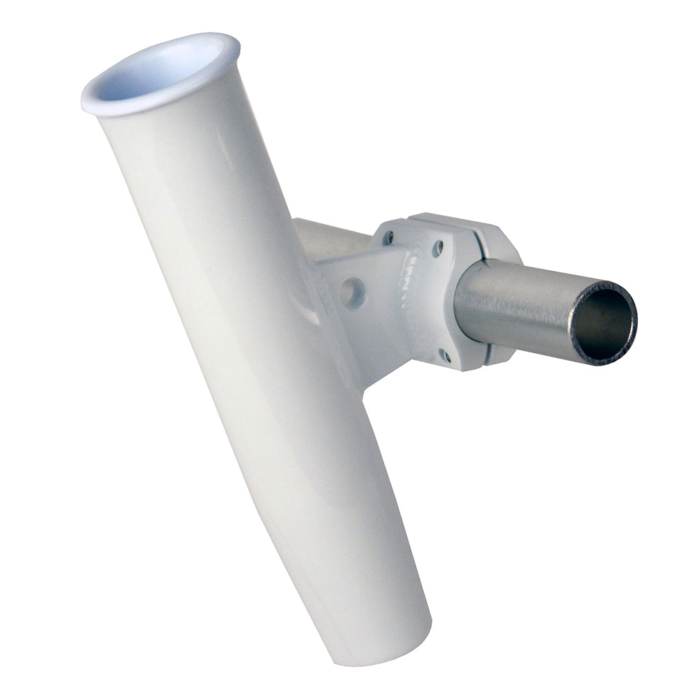 C. E. Smith Aluminum Horizontal Clamp-On Rod Holder 1-5/16&quot; OD White - Powdercoat w/Sleeve [53711]