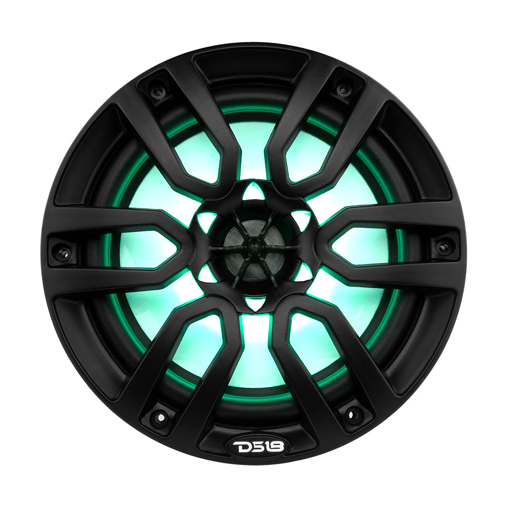 DS18 HYDRO 8&quot; 2-Way Marine Speakers w/RGB LED Lights 375W - Matte Black [NXL-8BK]