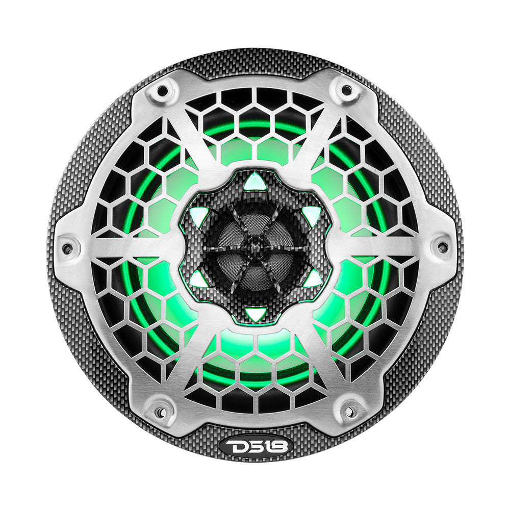 DS18 HYDRO 6.5&quot; 2-Way Marine Speakers w/RGB LED Lights 375W - Black Carbon Fiber [CF-65]