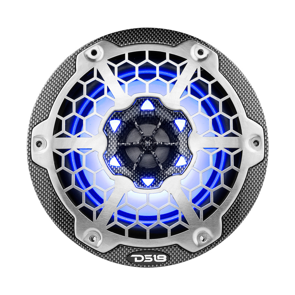 DS18 HYDRO 6.5&quot; 2-Way Marine Speakers w/RGB LED Lights 375W - Black Carbon Fiber [CF-65]