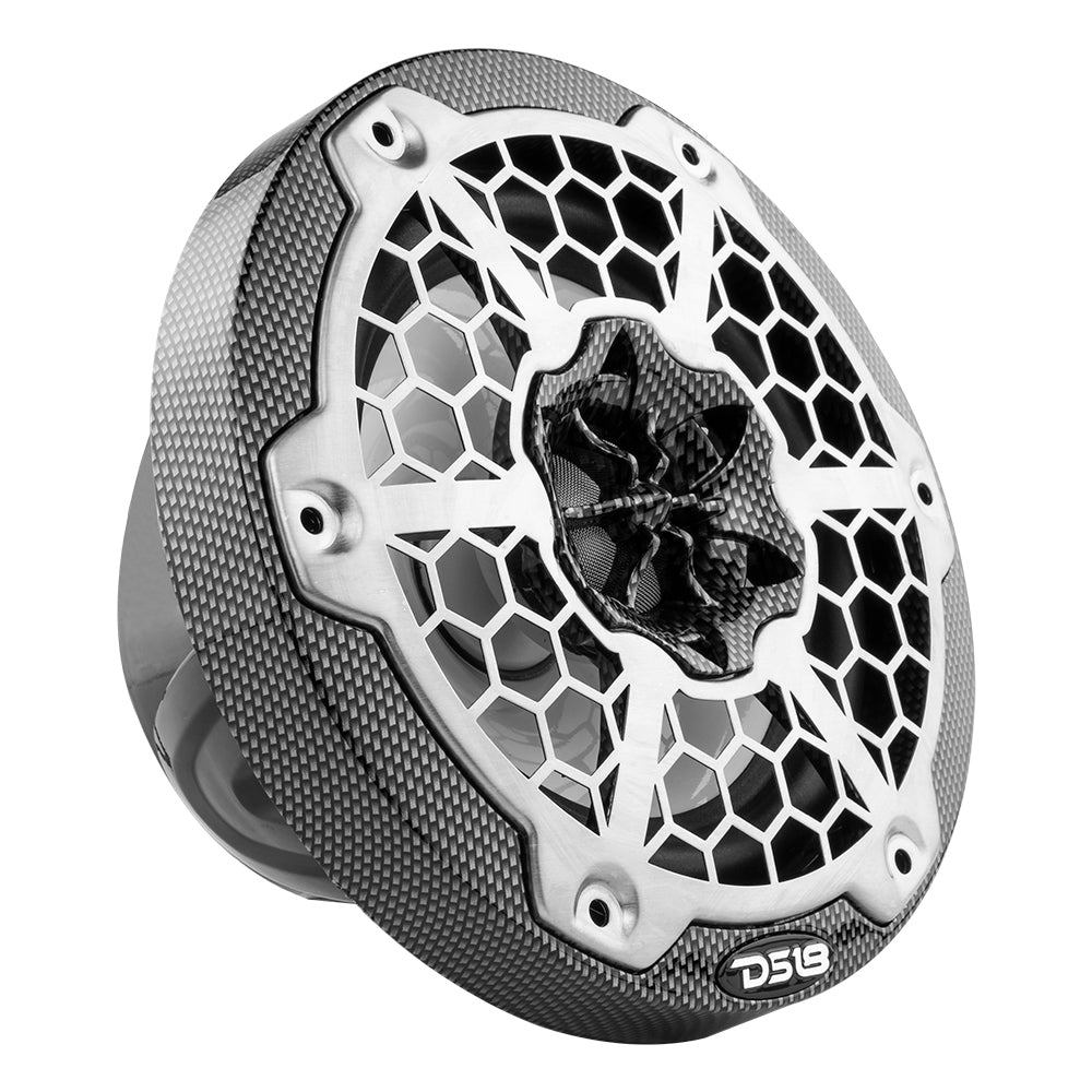 DS18 HYDRO 6.5&quot; 2-Way Marine Speakers w/RGB LED Lights 375W - Black Carbon Fiber [CF-65]