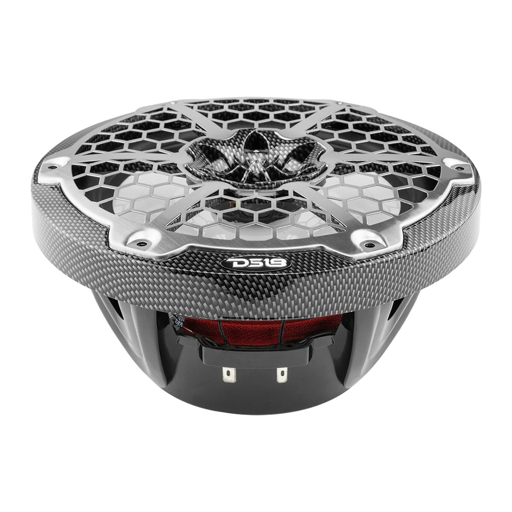 DS18 HYDRO 8&quot; 2-Way Marine Speakers w/RGB LED Lights 450W - Black Carbon Fiber [CF-8]