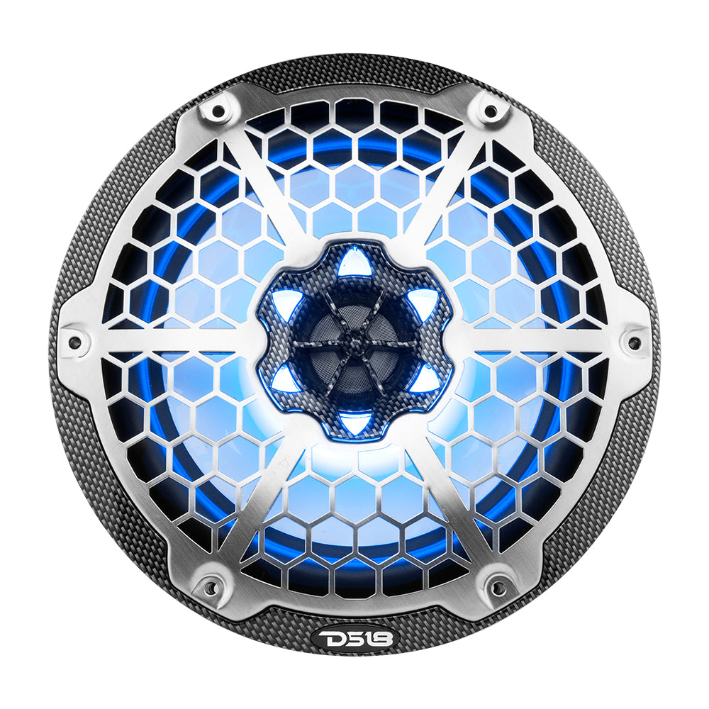 DS18 HYDRO 8&quot; 2-Way Marine Speakers w/RGB LED Lights 450W - Black Carbon Fiber [CF-8]