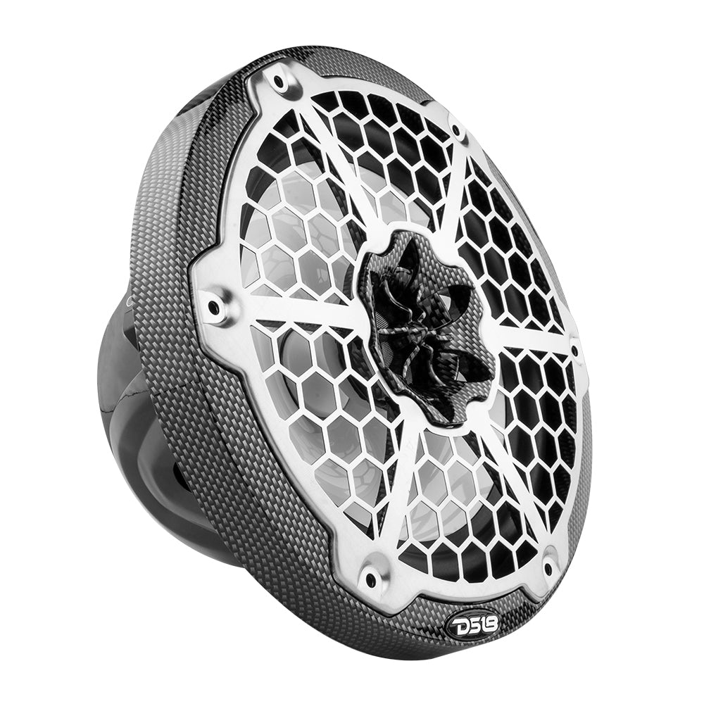 DS18 HYDRO 8&quot; 2-Way Marine Speakers w/RGB LED Lights 450W - Black Carbon Fiber [CF-8]