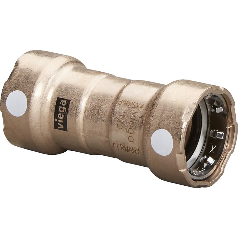 Viega MegaPress 3/4&quot; Copper Nickel Coupling w/Stop Double Press Connection - Smart Connect Technology [88385]