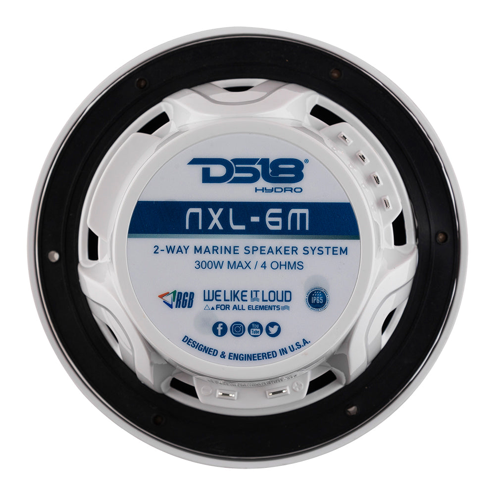 DS18 New Edition HYDRO 6.5&quot; 2-Way Marine Speakers w/RGB LED Lighting 300W - White [NXL-6M/WH]