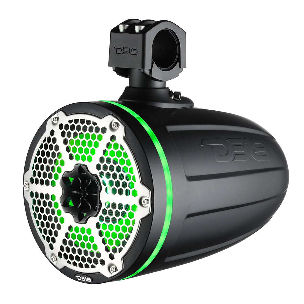 DS18 8&quot; Neodymium Marine Towers w/Built-in Passive Radiator, 1&quot; Driver  RGB LED Light - Black [NXL-X8TPNEO/BK]