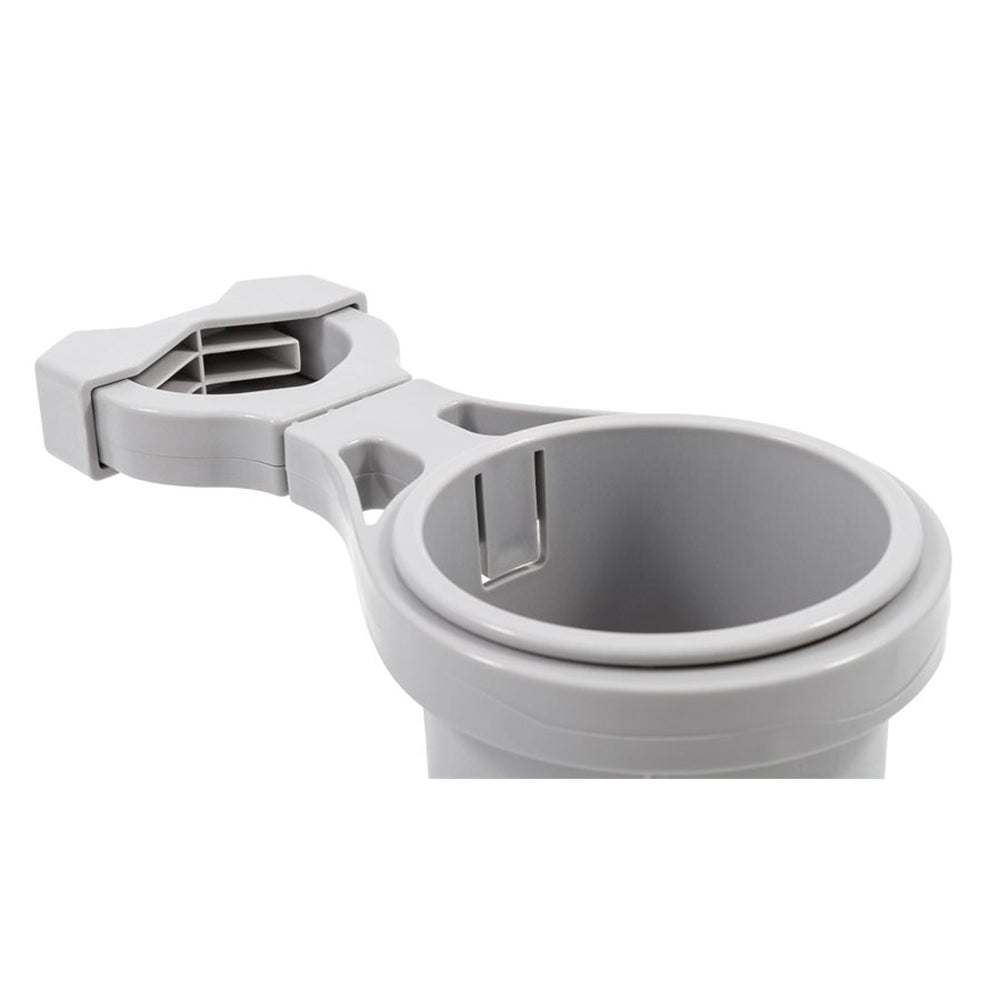 Camco Clamp-On Rail Mounted Cup Holder - Large for Up to 2&quot; Rail - Grey [53092]