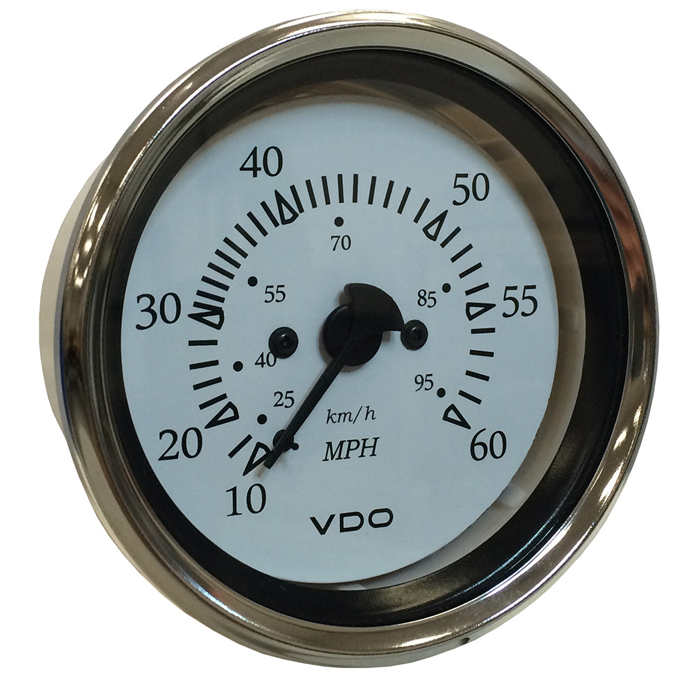 VDO Cockpit Marine 85MM (3-3/8&quot;) Pitot Speedometer - 0 to 60 MPH - White Dial/Chrome Bezel [260-15270]