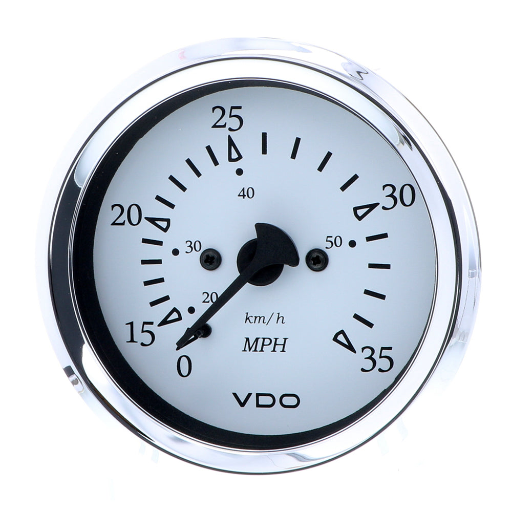 VDO Cockpit Marine 85MM (3-3/8&quot;) Pitot Speedometer - 0 to 35 MPH - White Dial/Chrome Bezel [260-15271]