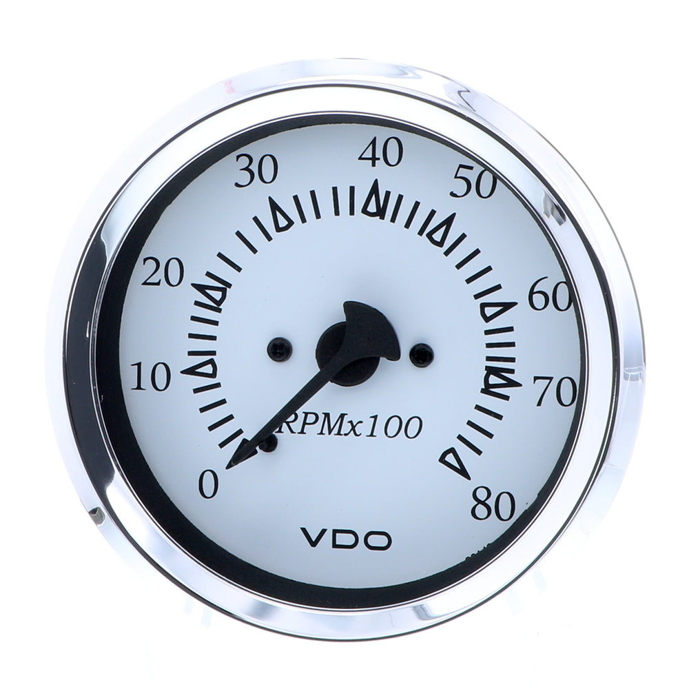 VDO Cockpit Marine 85MM (3-3/8&quot;) Outboard Tachometer - White Dial/Chrome Bezel [333-15275]