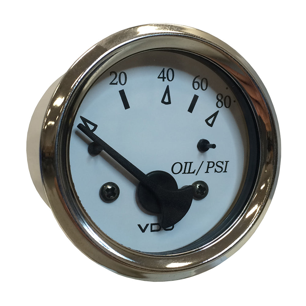 VDO Cockpit Marine 52MM (2-1/16&quot;) Oil Pressure Gauge - White Dial/Chrome Bezel [350-15276]