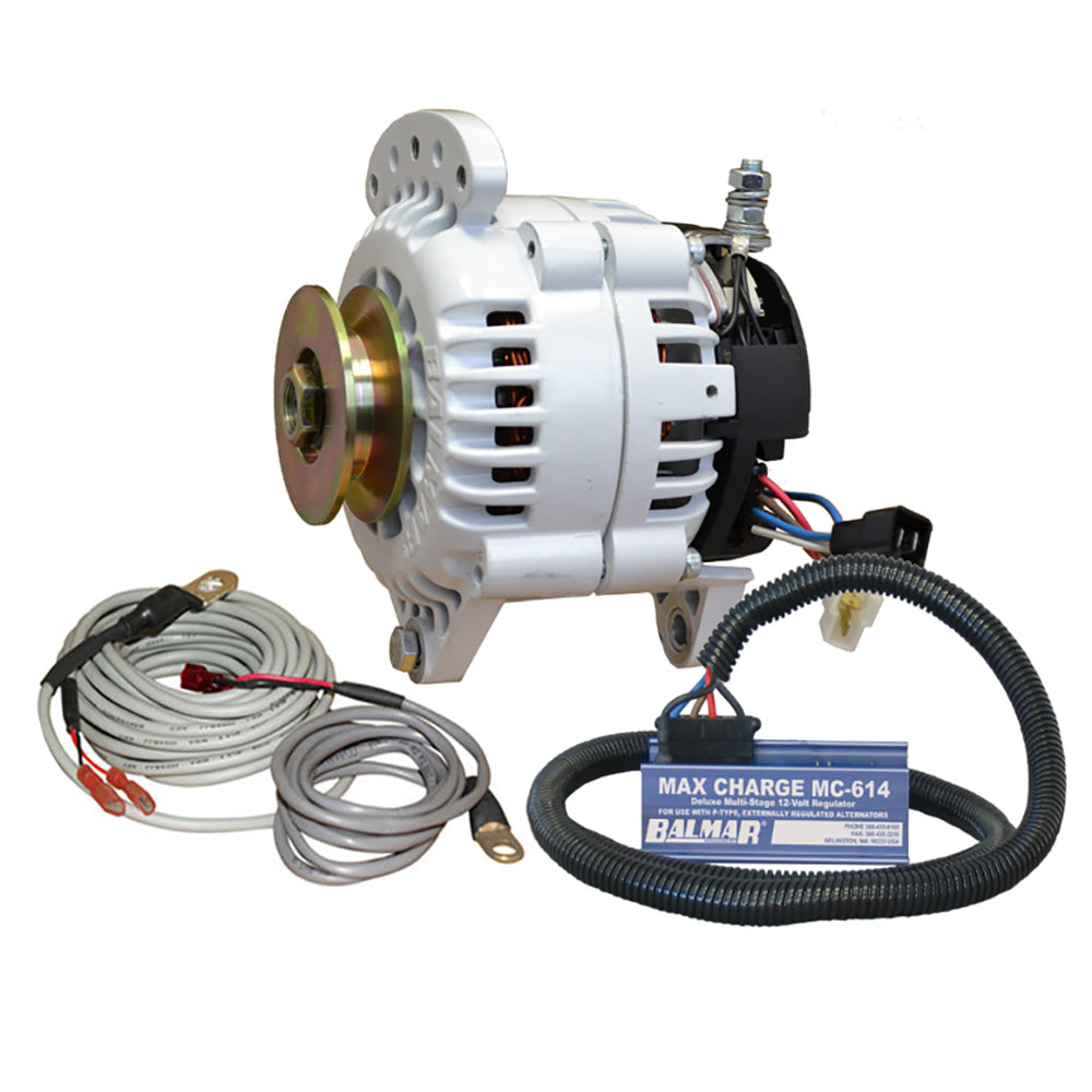 Balmar Alternator 100 AMP Kit 12V 3.15&quot; Dual Foot Saddle Single Vee Pulley Regulator  Temp Sensor [60-YP-MC-100-SV]