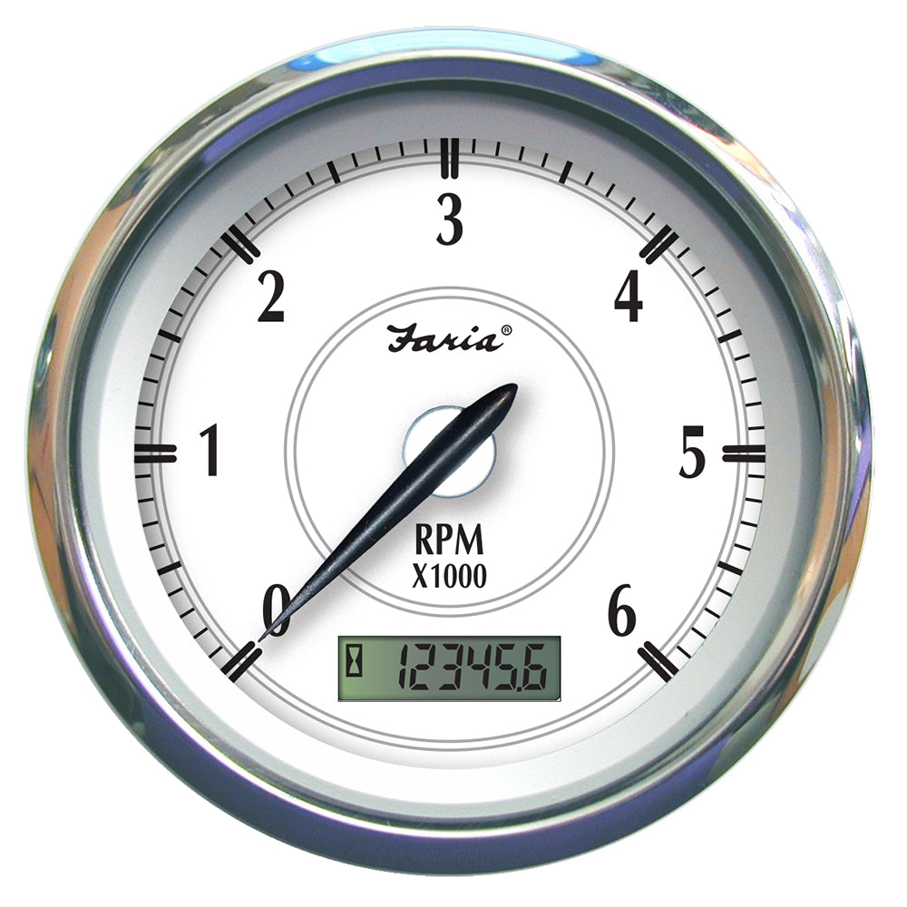 Faria Newport SS 4&quot; Tachometer w/Hourmeter f/Gas Inboard - 6000 RPM [45004]