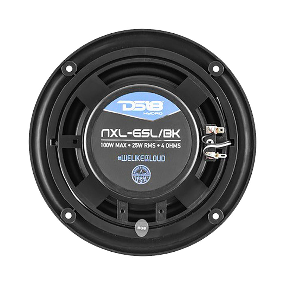 DS18 HYDRO 6.5&quot; 2-Way Marine Slim Speakers w/RGB LED Lighting 100W - Black [NXL-6SL/BK]