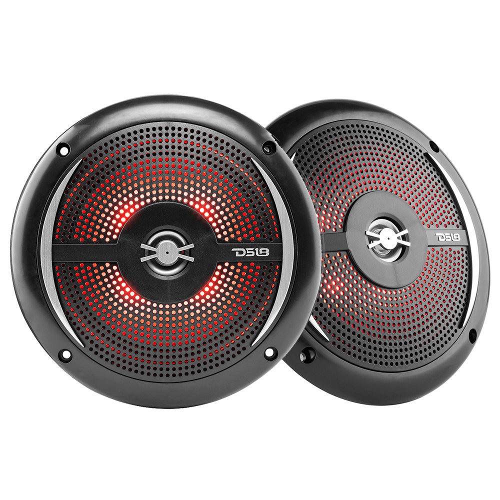 DS18 HYDRO 6.5&quot; 2-Way Marine Slim Speakers w/RGB LED Lighting 100W - Black [NXL-6SL/BK]