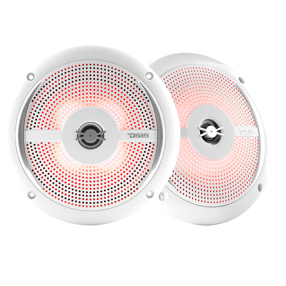 DS18 HYDRO 6.5&quot; 2-Way Marine Slim Speakers w/RGB LED Lighting 100W - White [NXL-6SL/WH]