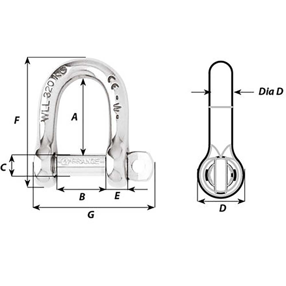 Wichard Self-Locking D Shackle - Diameter 5mm - 3/16" [1202W]