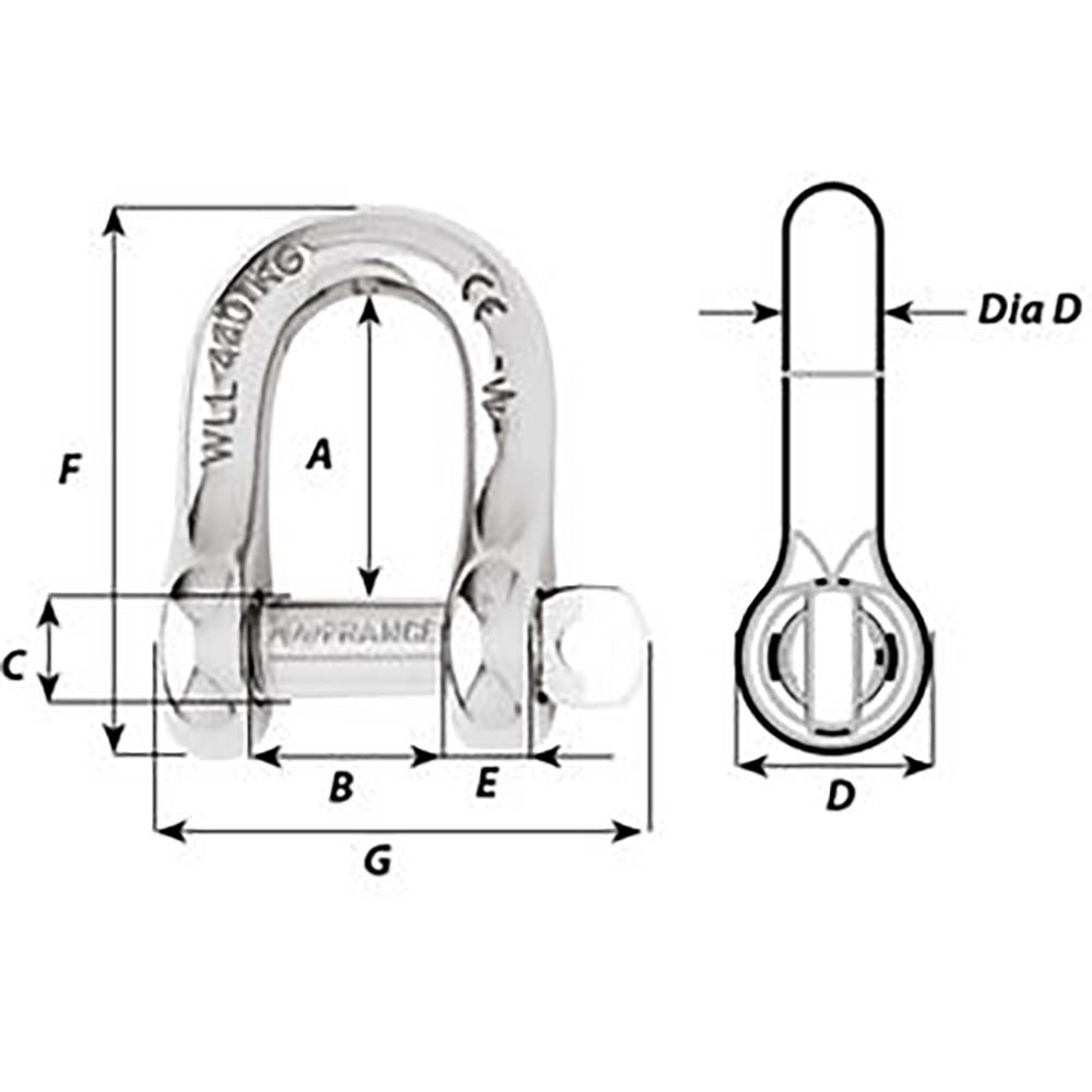 Wichard Captive Pin D Shackle - Diameter 12mm - 15/32" [1406W]
