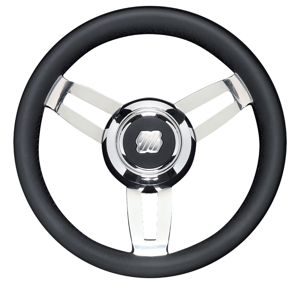 Uflex Morosini 13.8&quot; Steering Wheel - Black Polyurethane w/Stainless Steel Spokes  Chrome Hub [MOROSINI U/CH/B]
