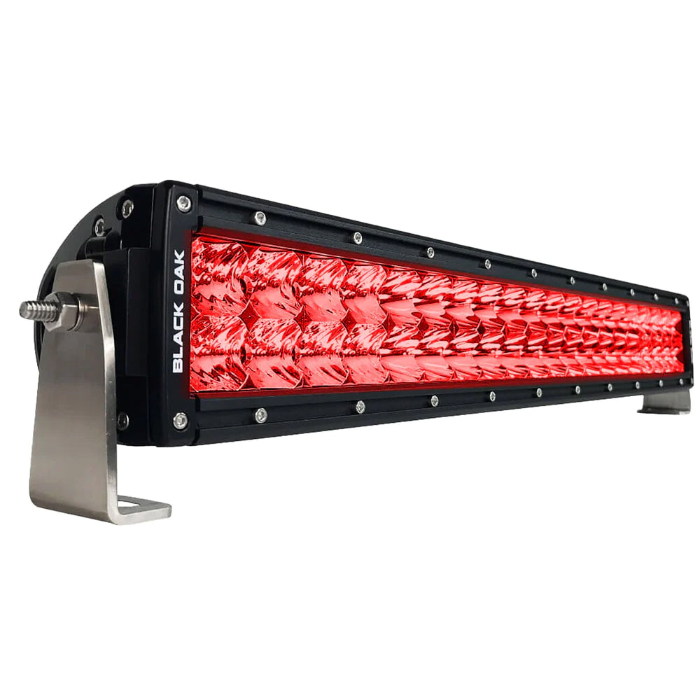 Black Oak 20&quot; Curved Double Row Red LED Predator Hunting Light Bar - Combo Optics - Black Housing - Pro Series 3.0 [20CR-D3OS]