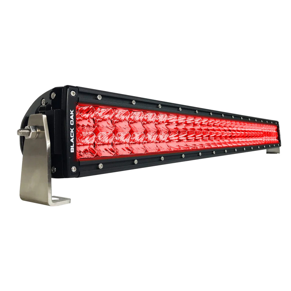 Black Oak 30&quot; Curved Double Row Red LED Predator Hunting Light Bar - Combo Optics - Black Housing - Pro Series 3.0 [30CR-D3OS]