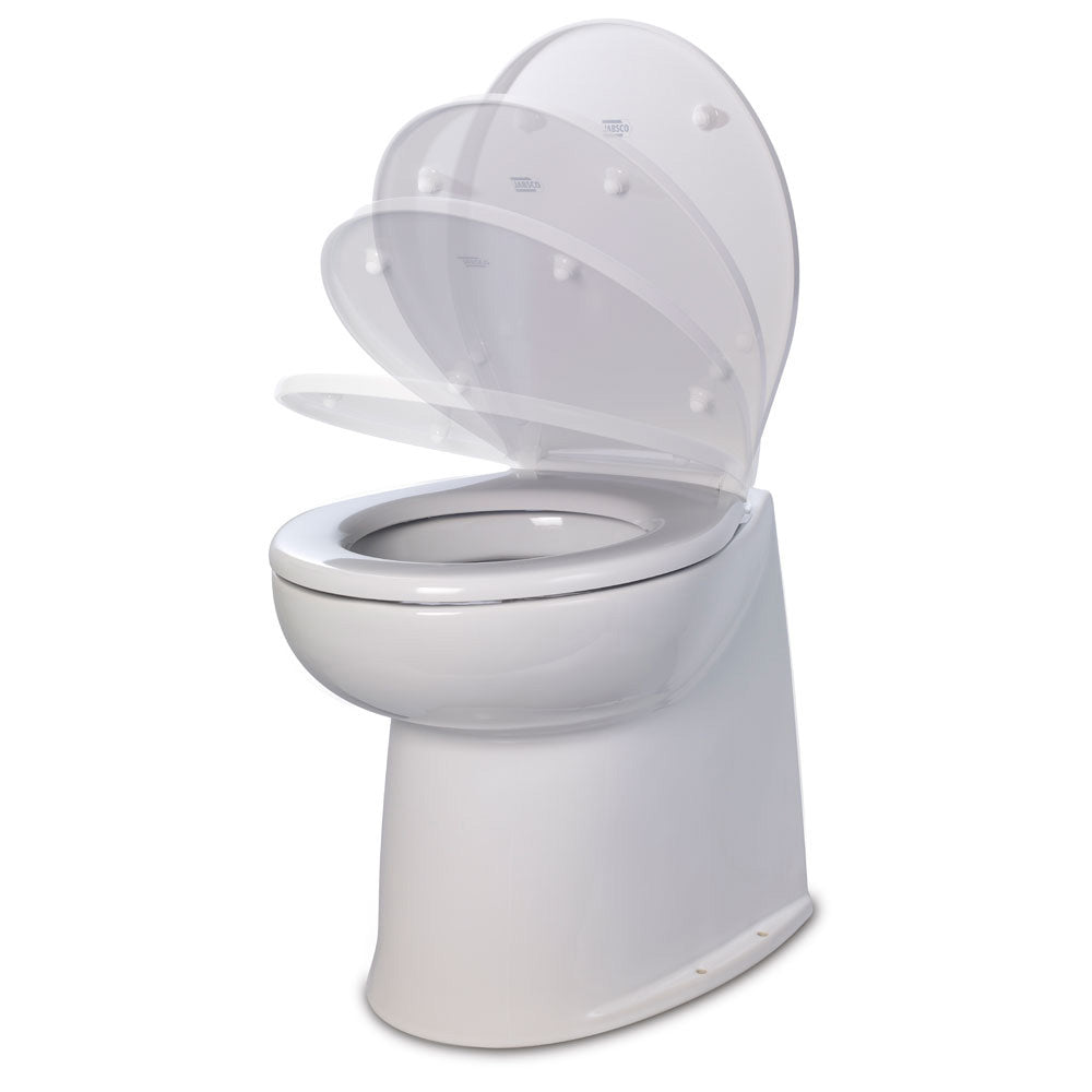 Jabsco Deluxe Flush 14&quot; Straight Back 12V Freshwater Electric Marine Toilet w/Solenoid Valve  Soft Close Lid [58080-3012]