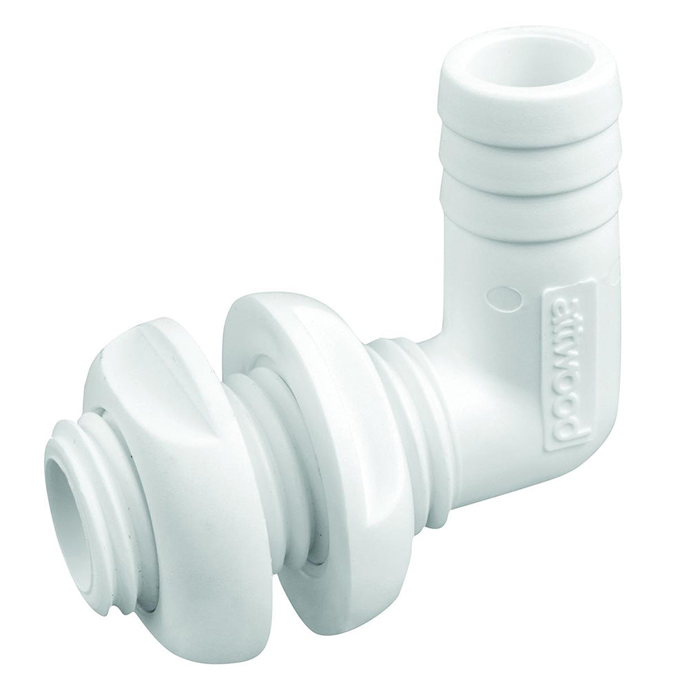 Attwood White Plastic 90 Degree Thru-Hull Connector - 3/4&quot; Inner Diameter [3877-3]