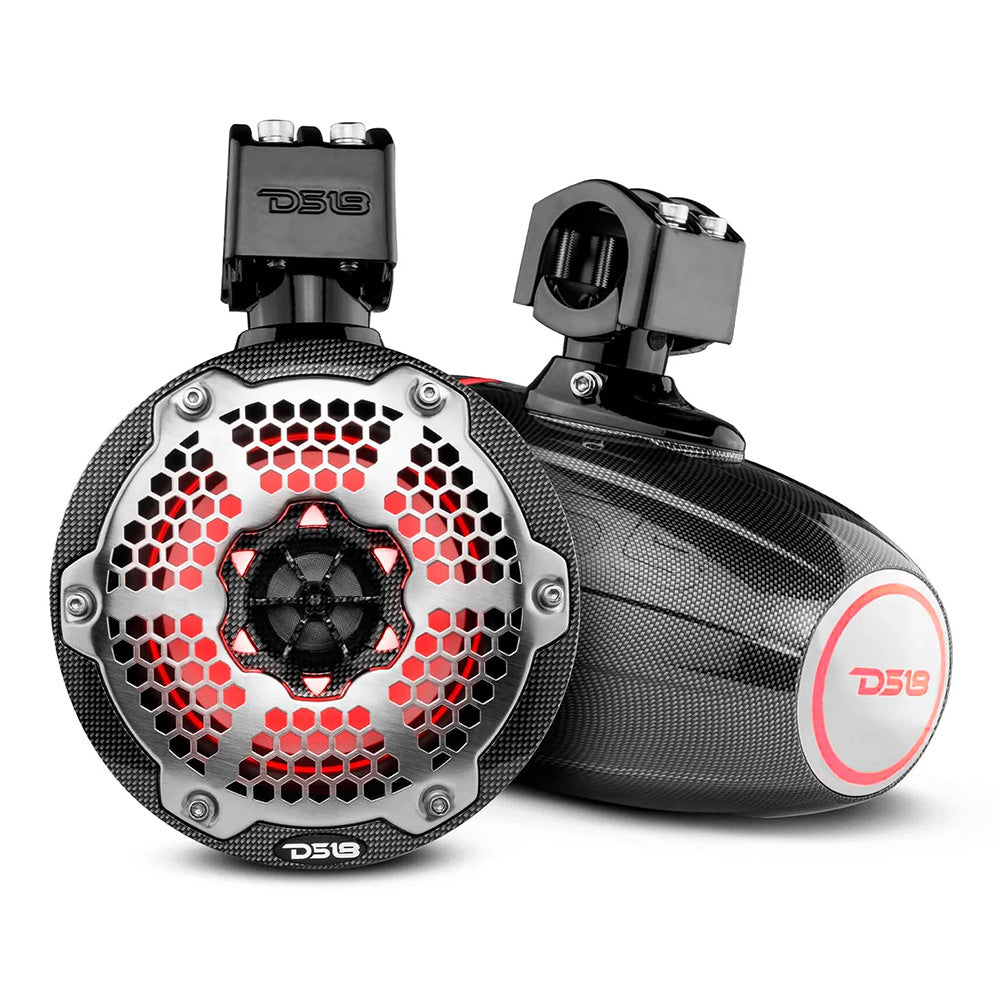 DS18 X Series HYDRO 6.5&quot; Wakeboard Pod Tower Speaker w/RGB LED Light - Black Carbon Fiber [CF-X6TP]